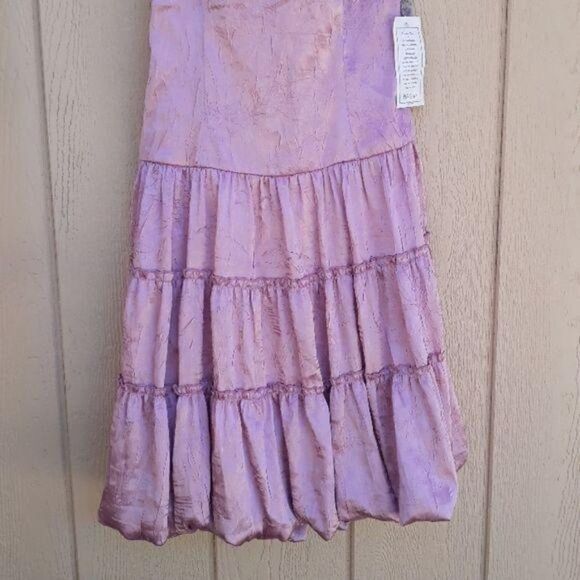 Vintage Dress Formal Sweetheart Tieback Halter Prairie Tiered Satin Pink Size 7 - Picture 5 of 8